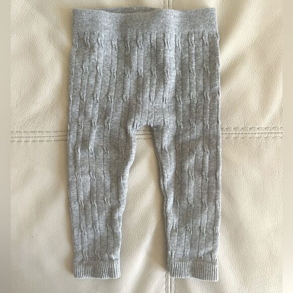 EMEM Gray Ribbed Baby Leggings || size 6-12 months - Picture 1 of 4